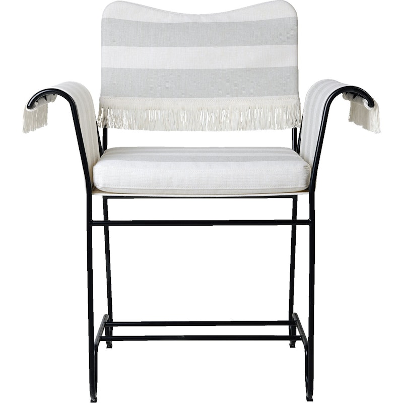 Tropique Dining Chair With Fringes, Classic Black / Leslie Stripe 20