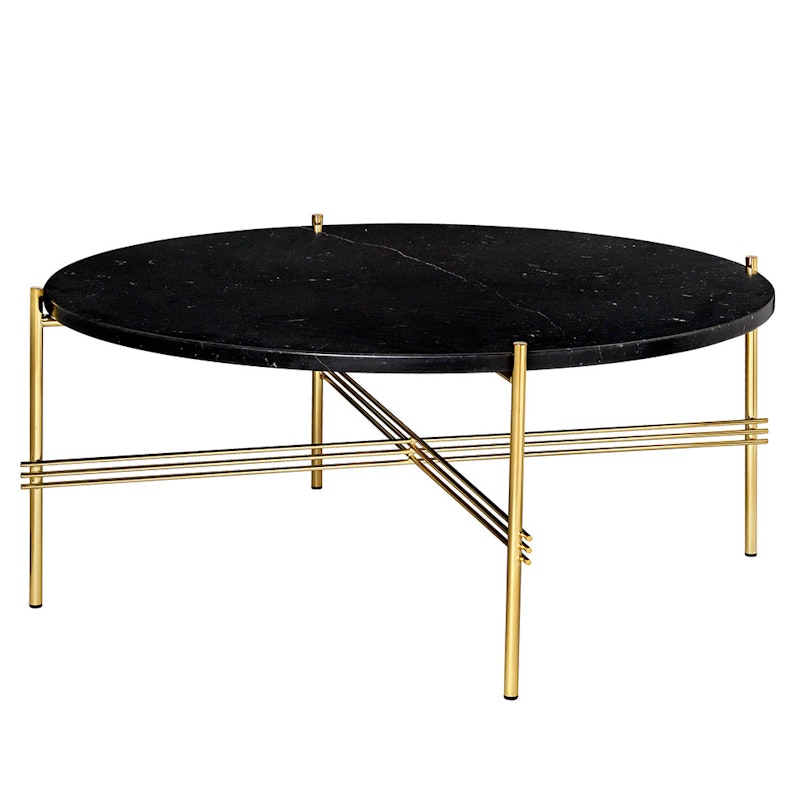 TS Coffee Table 80 cm, Brass / Black Marquina marble
