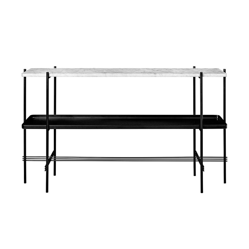 Ts Console 2 Racks Black, Metal/White Marble