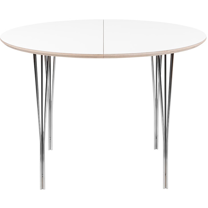 Symphony 82 Dining Table,  Ø105 White Laminate / Chrome