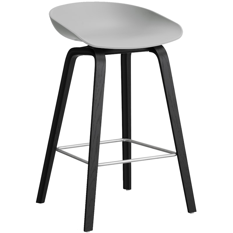 AAS 32 2.0 Bar Stool 65 cm, Black Lacquered Oak / Concrete Grey