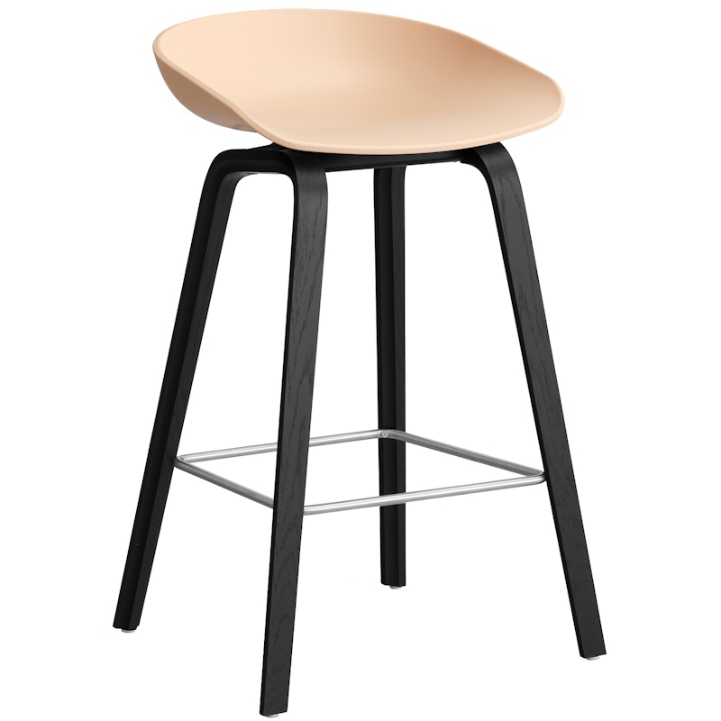 AAS 32 2.0 Bar Stool 65 cm, Black Lacquered Oak / Pale Peach