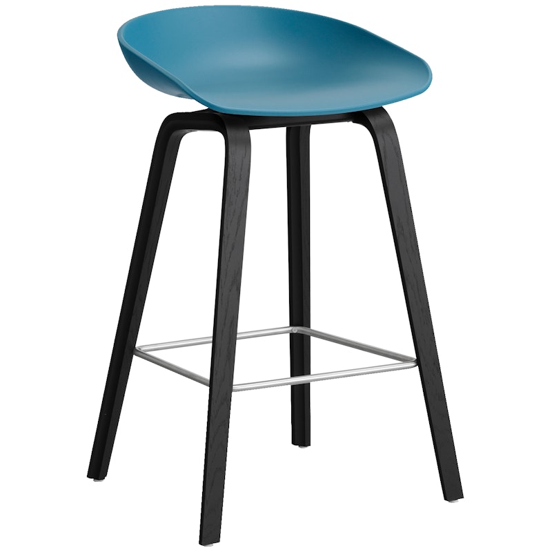 AAS 32 2.0 Bar Stool 65 cm, Black Lacquered Oak / Azure Blue