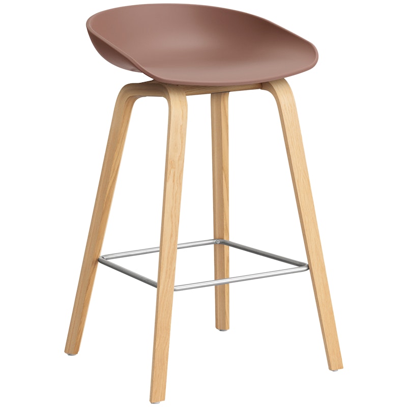 AAS 32 2.0 Bar Stool 65 cm, Lacquered Oak / Soft Brick