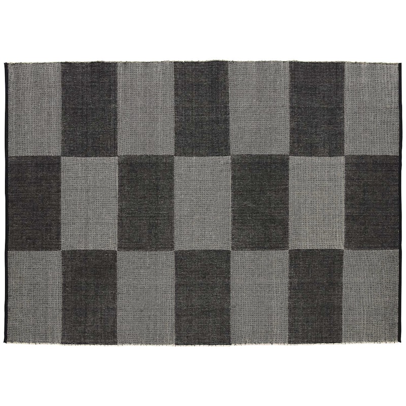 Check Wool Rug 170x240 cm, Black