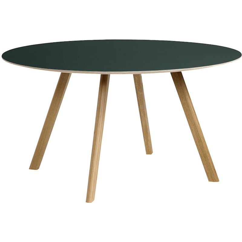 CPH 25 2.0 Table Ø140x74 cm, Water-based Lacquered Oak / Green Linoleum