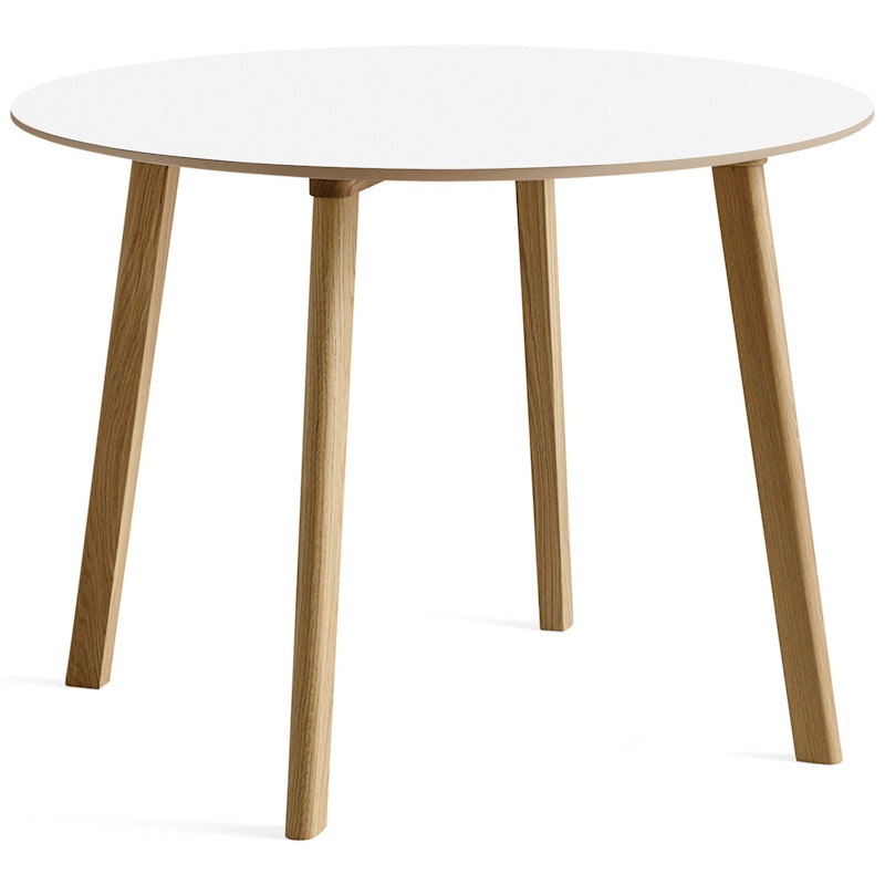 CPH Deux 220 2.0 Table Ø100 cm, Pearl White / Water-based Lacquered Oak