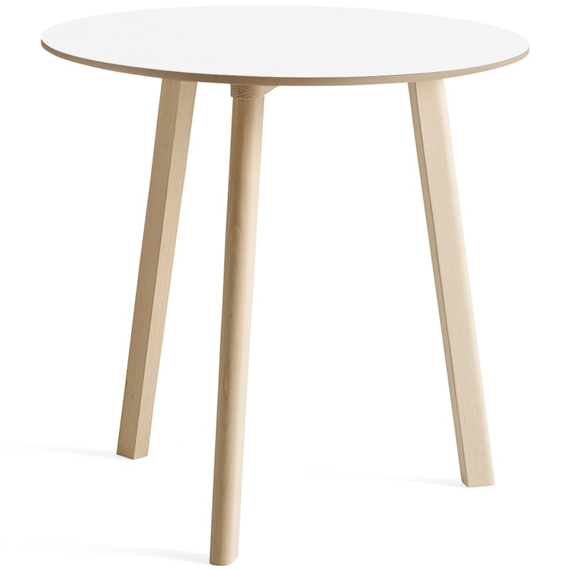 CPH Deux 220 2.0 Table Ø75 cm, Pearl White / Untreated Beech