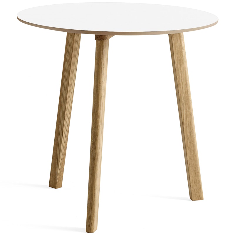 CPH Deux 220 2.0 Table Ø75 cm, Pearl White / Water-based Lacquered Oak