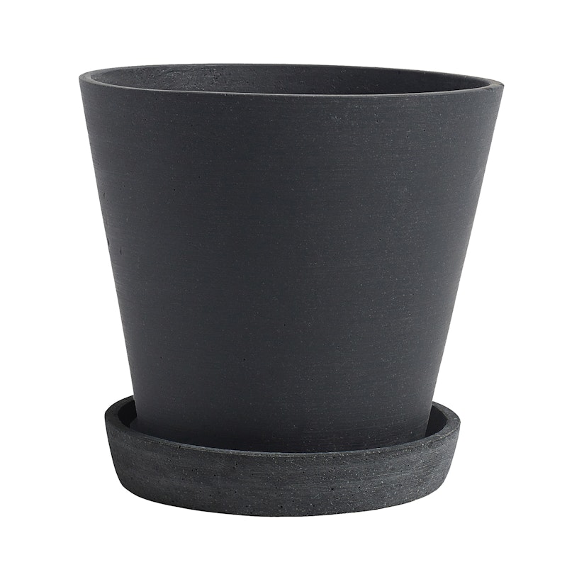 Flowerpot With Saucer Black, Ø17.5 cm L