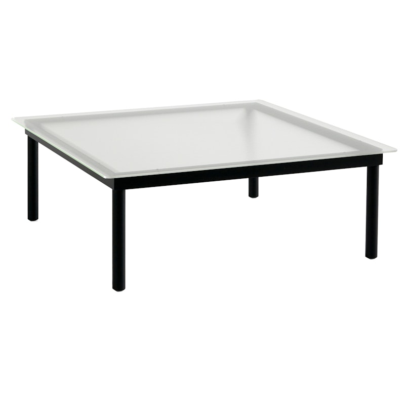 Kofi Coffee Table 100x100 cm, Black Water-based Lacquered Oak / Reeded-glass