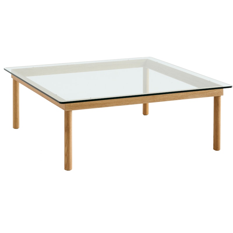 Kofi Coffee Table 100x100 cm, Water-based Lacquered Oak / Clear-glass