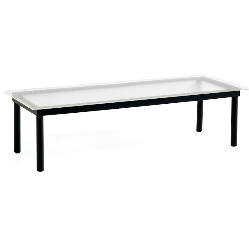 Kofi Coffee Table 140x50 cm, Black Water-based Lacquered Oak / Reeded-glass