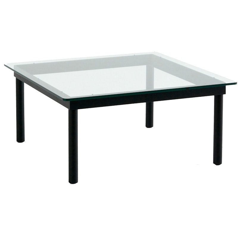 Kofi Coffee Table 80x80 cm, Black Water-based Lacquered Oak / Clear-glass