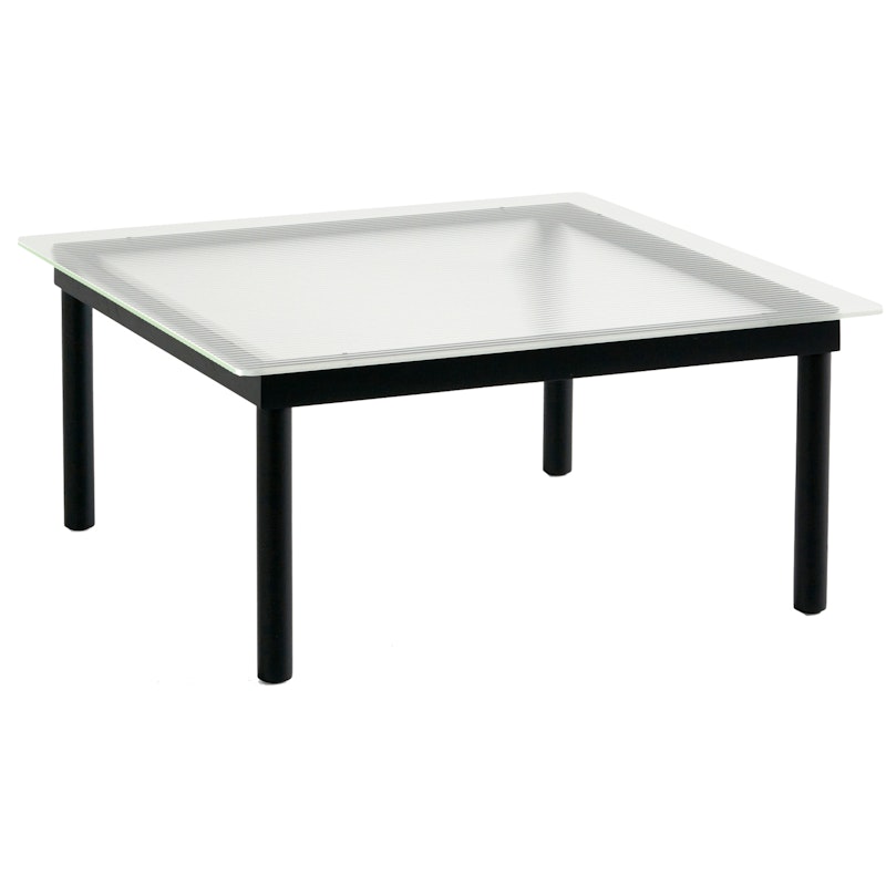 Kofi Coffee Table 80x80 cm, Black Water-based Lacquered Oak / Reeded-glass