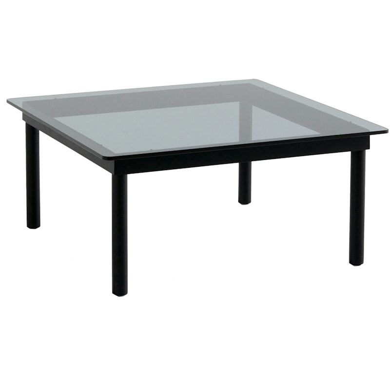 Kofi Coffee Table 80x80 cm, Black Water-based Lacquered Oak / Grey Tinted Glass