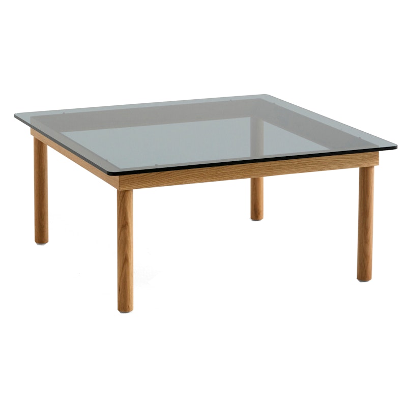 Kofi Coffee Table 80x80 cm, Water-based Lacquered Oak / Grey Tinted Glass