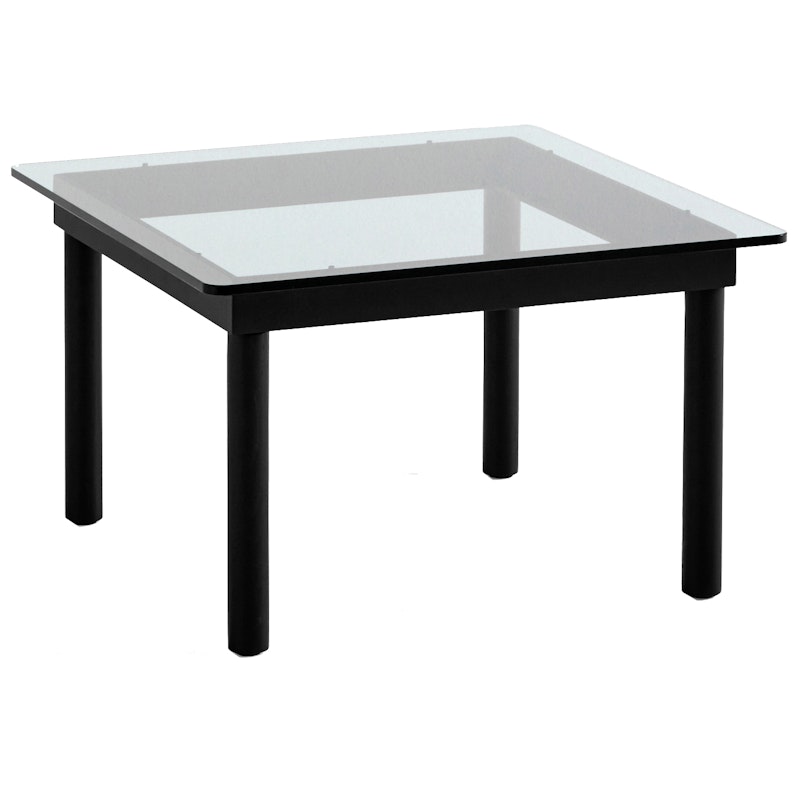 Kofi Side Table 60x60 cm, Black Water-based Lacquered Oak / Clear-glass