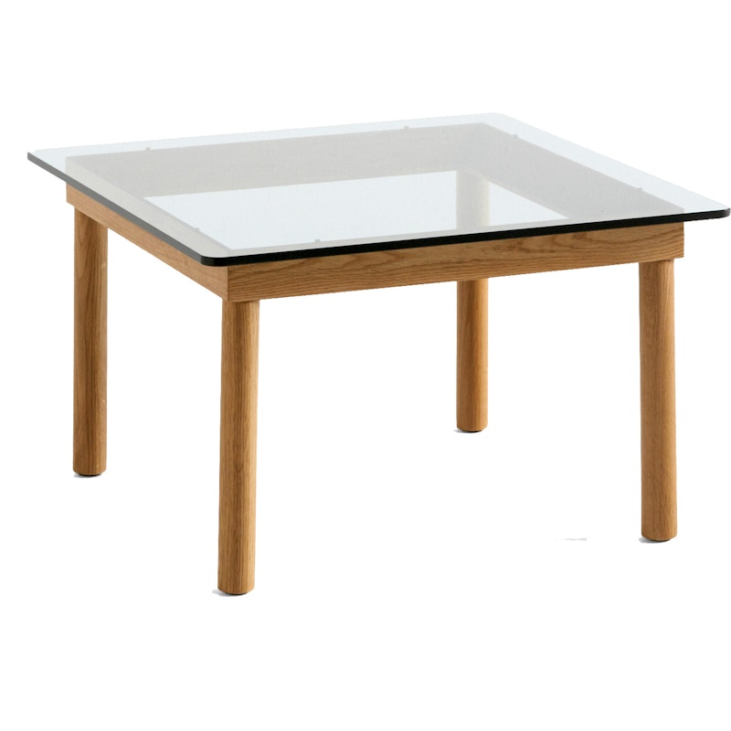 Kofi Side Table 60x60 cm, Water-based Lacquered Oak / Clear-glass
