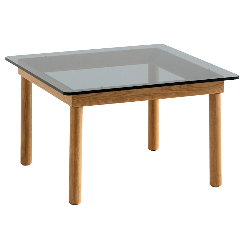 Kofi Side Table 60x60 cm, Water-based Lacquered Oak / Grey Tinted Glass