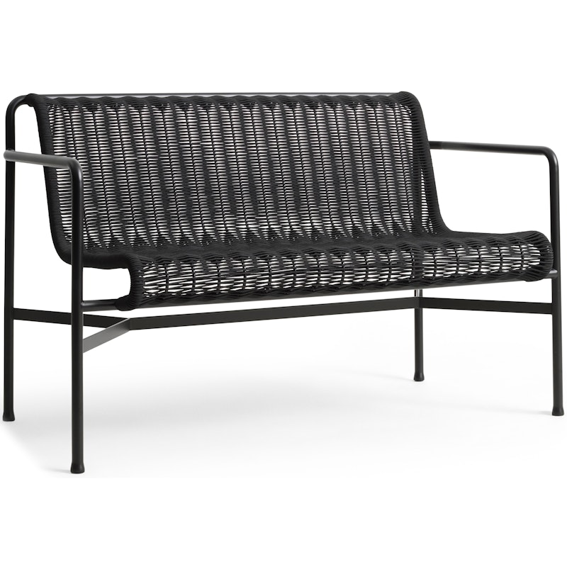 Palissade Cord Dining Bench With Armrests, Anthracite