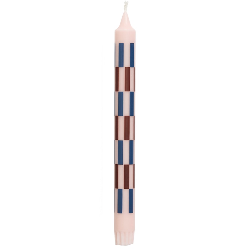 Pattern Candle, Dark Blue / Light Pink