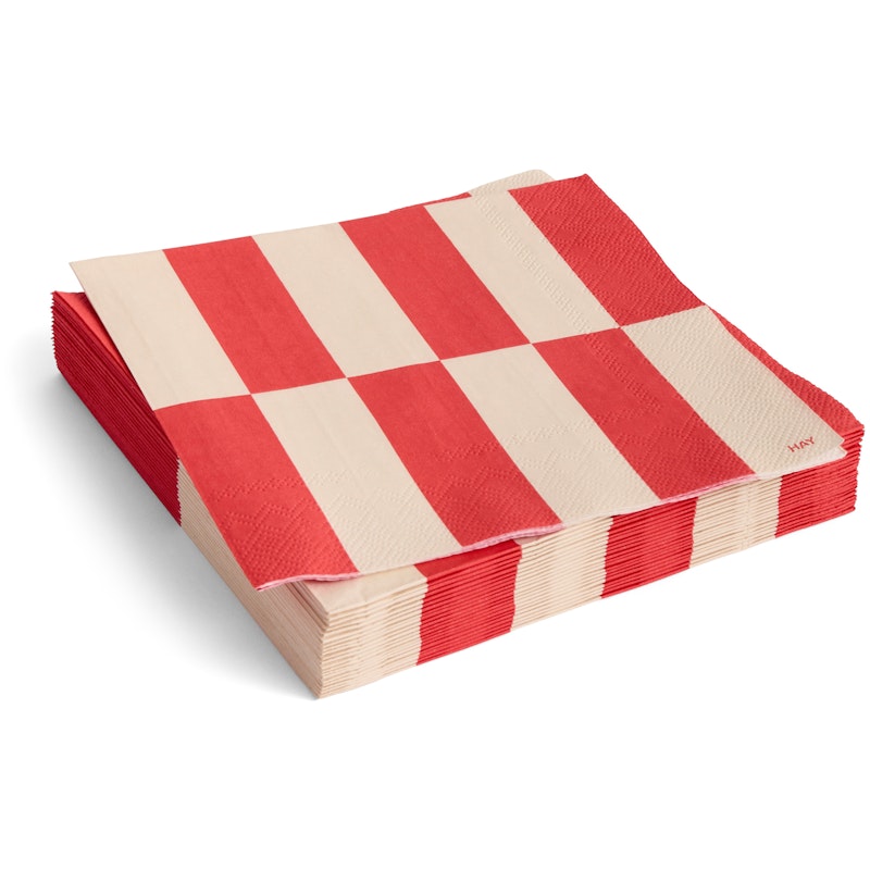 Pattern Napkins 33x33 cm, Red / Off-white