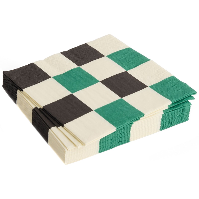 Pattern Napkins 16x16 cm, Black / Green / Off-white