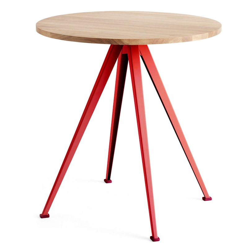 Pyramid 21 Bistro Table Ø70 cm, Tomato Red / Dark Oiled Oak