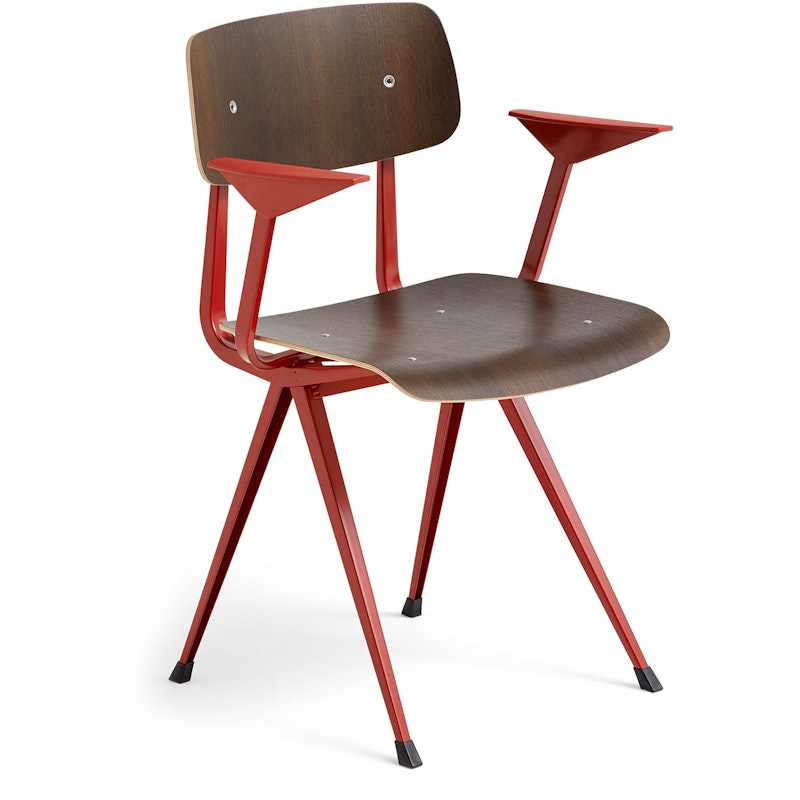 Result Armchair, Smoked Oak / Tomato Red