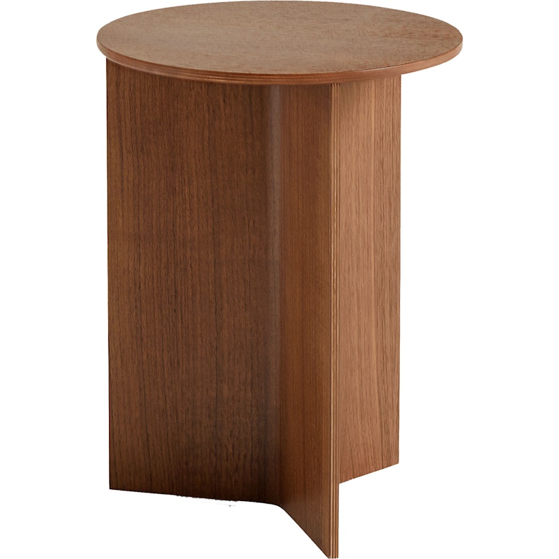 Slit Table Ø35 cm, Lacquered Walnut