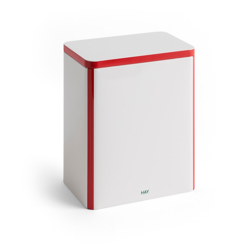 Tin Container Large, Red / Off-white
