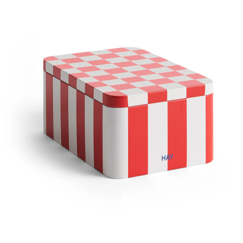 Tin Container Small, Red / Off-white