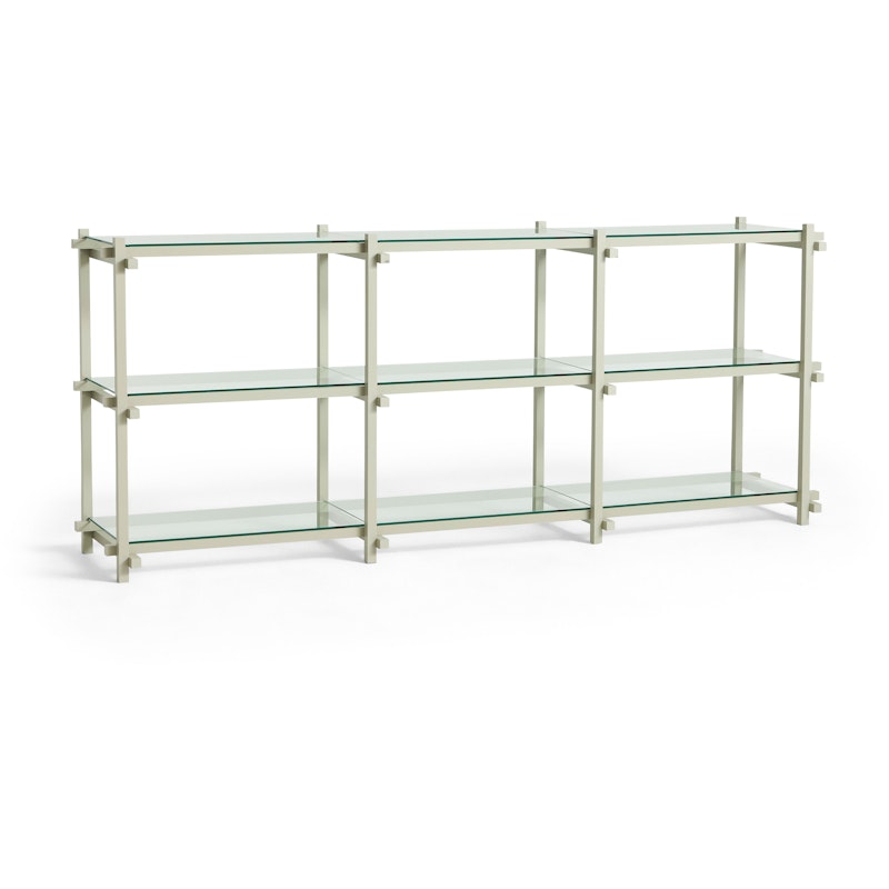 Woody Shelving 2.0 Low Smokey Grey Beech / Clear Glass