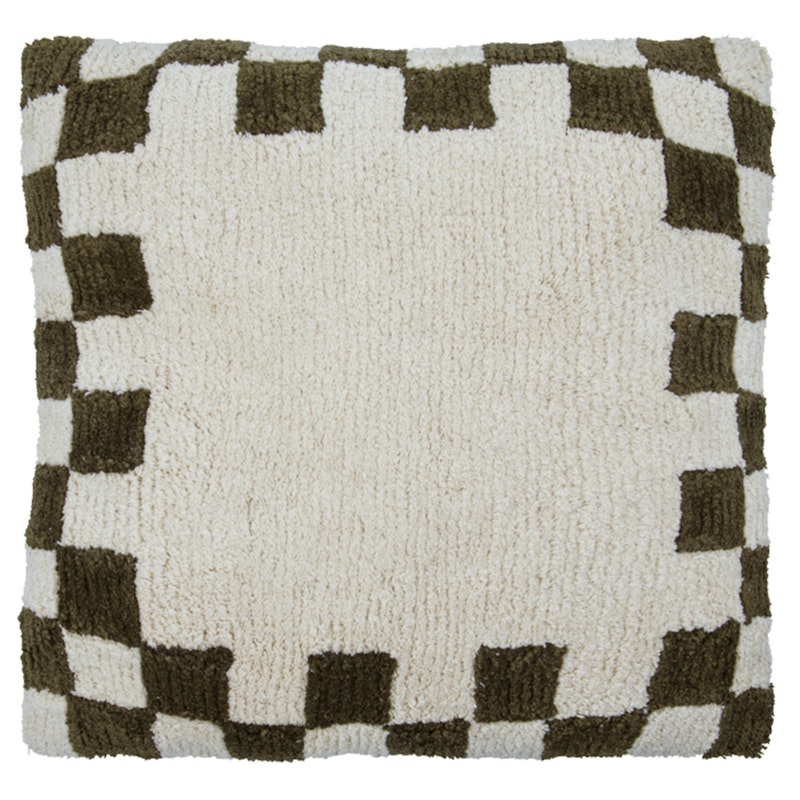 Chess Cushion Cover 50x50 cm, Green/Off-white