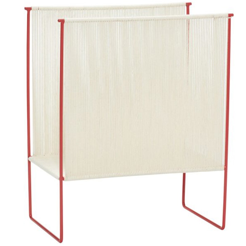String Magazine Rack, White/Red