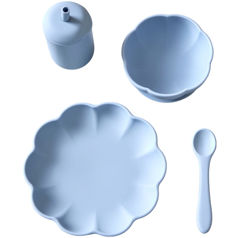 Little Poppy Childrens Tableware 4 Pieces, Light Blue