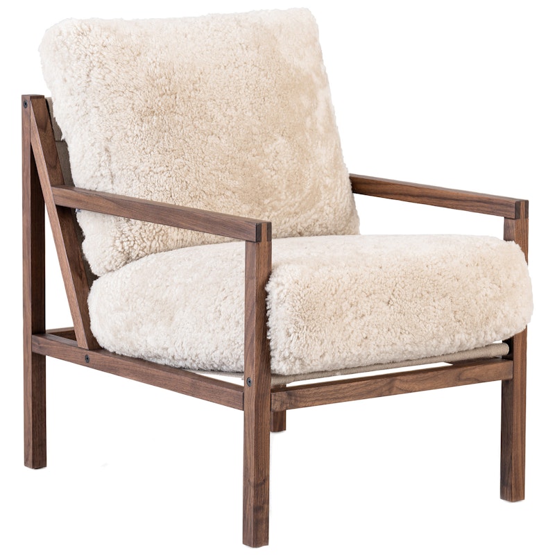 Seventy Five Wood Armchair, Walnut / Sheepskin Moonlight