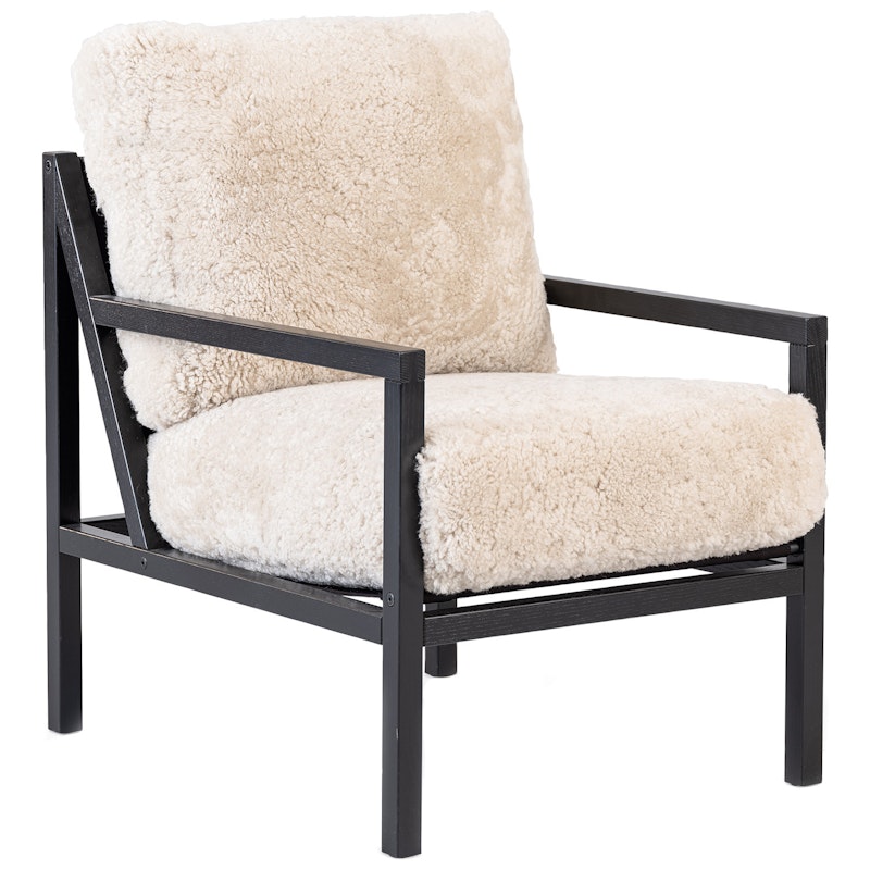 Seventy Five Wood Armchair, Black Oak / Sheepskin Moonlight