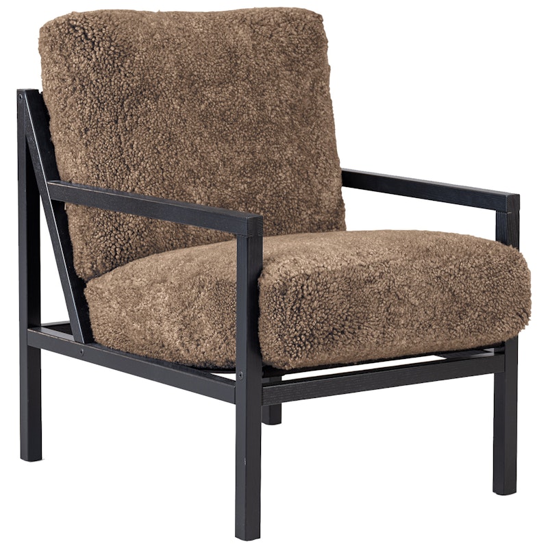 Seventy Five Wood Armchair, Black Oak / Sheepskin Sahara