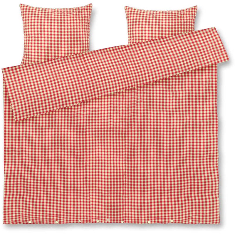 Bæk & Bølge Duvet Cover Set 220x220 + 50x60 cm, Red / Yellow
