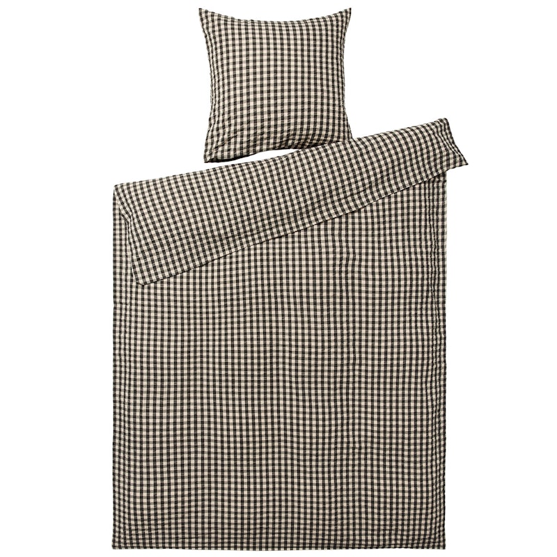 Bæk & Bølge Duvet Cover Set 140x220 + 60x63 cm, Black / Sand