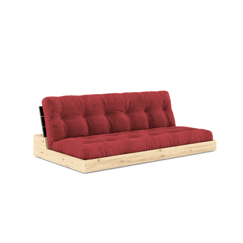 Base Sofa Bed With 5-Layer Mattress Black Night/Ruby Red