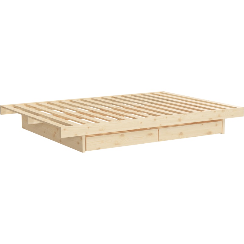 Kanso Bed Frame With Drawers Raw, 160x200 cm