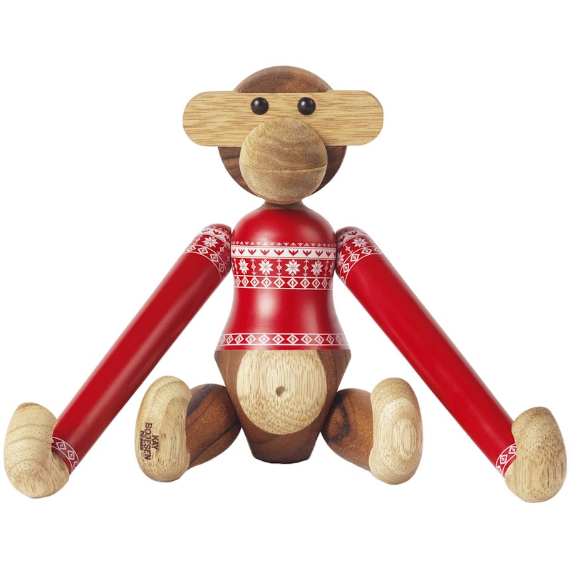 Apa Christmas Jumper 2024 liten teak/limba Wooden Figurine Small 18.5 cm