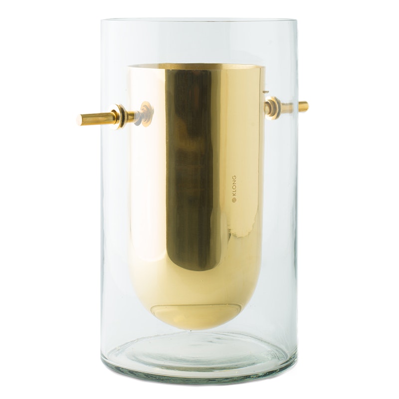Alba Vase Mouth Blown Glass / Brass, Cylinder