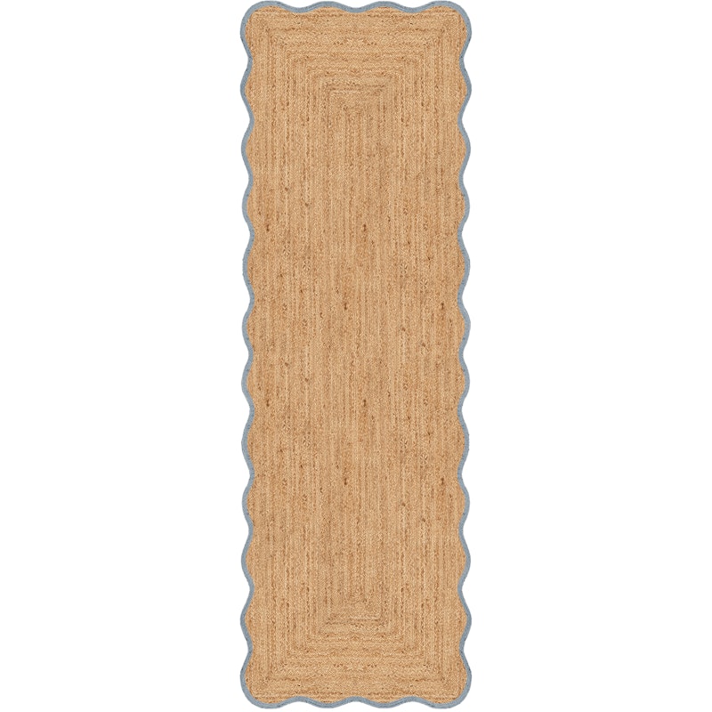 Scallop Jute Rug 75x240 cm, Misty Blue