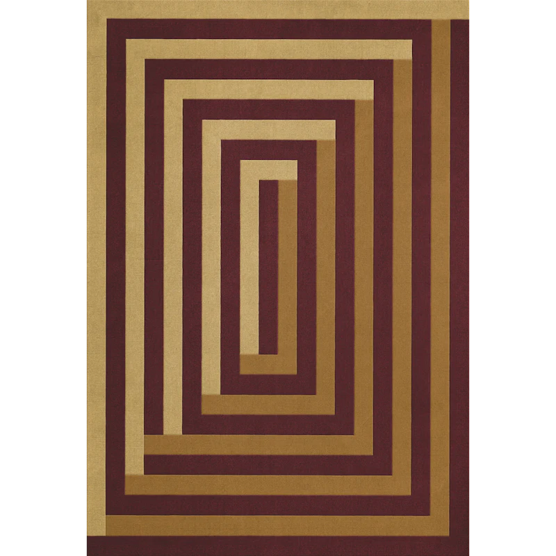 Teklan Labyrinth Wool Rug 250x350 cm, Sand / Mulberry