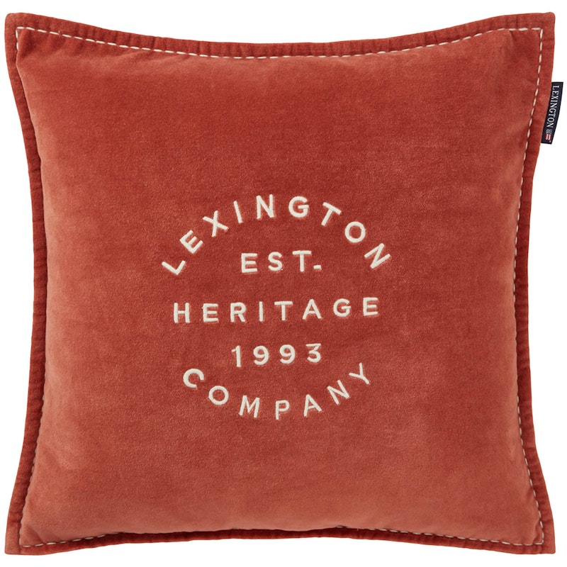 1993 Logo Organic Cotton Velvet Cushion Cover 50x50 cm, Rust Red