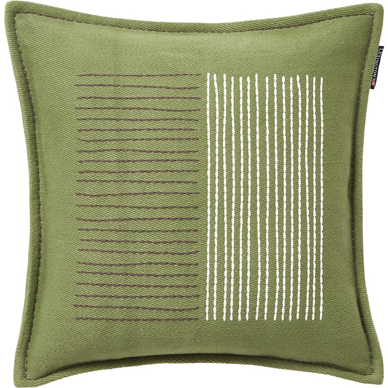 Graphic Recycled Heavy Cotton Twill Cushion Cover 50x50 cm, Grey / White / Green